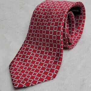 Vintage 90s Tommy Hilfiger 100% Silk Red Geometric Print Preppy Classic Neck Tie